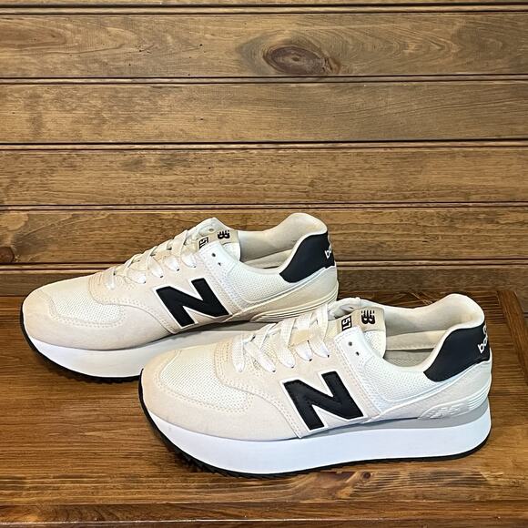 New Balance 574 Linen And Sea Salt Tennis Shoes Suede Mesh Women’s Size 9.5 - Picture 2 of 11